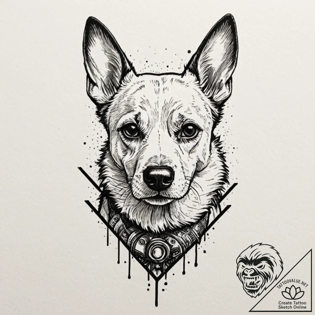 Dog, tattoo flash sheet design, detailed cros... - tattoo sketch (№1751962276_0, 08.07.2025 08:11) — tattoovalue.net
