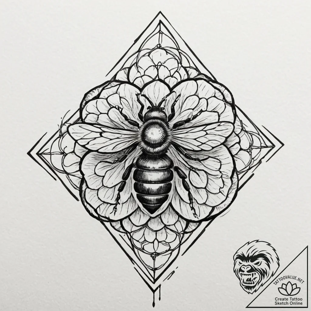 Honeycomb, tattoo sketch design, highly detai... - tattoo sketch (№1751962781_0, 08.07.2025 08:19) — tattoovalue.net