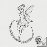 A sketch of tinkerbell, leaving a trail of pi… – tattoo sketch (№1751962865_0, 08.07.2025 08:21) — tattoovalue.net