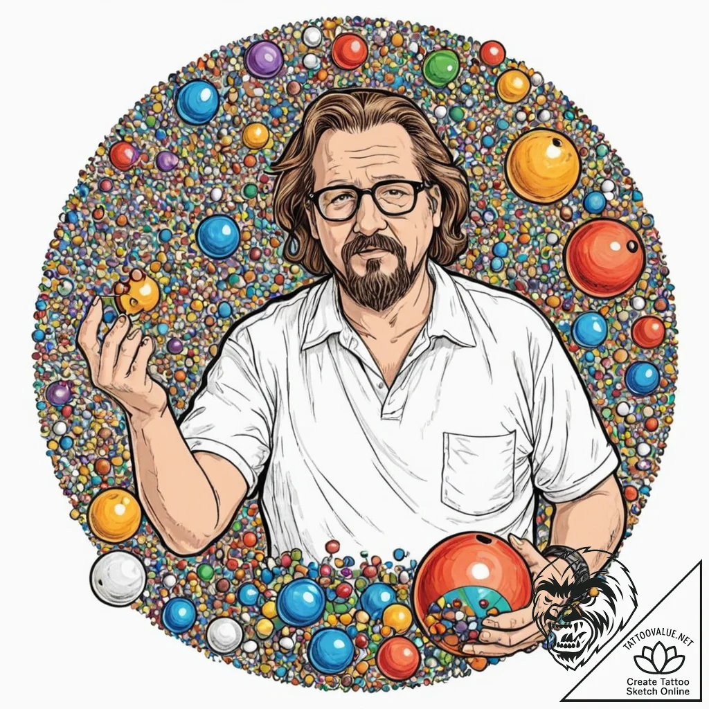 A sketch of walter sobchak from the big lebow... - tattoo sketch (№1751963117_0, 08.07.2025 08:25) — tattoovalue.net