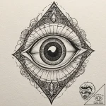 A dotwork tattoo of the crimson king’s eye fr… – tattoo sketch (№1751963622_0, 08.07.2025 08:33) — tattoovalue.net