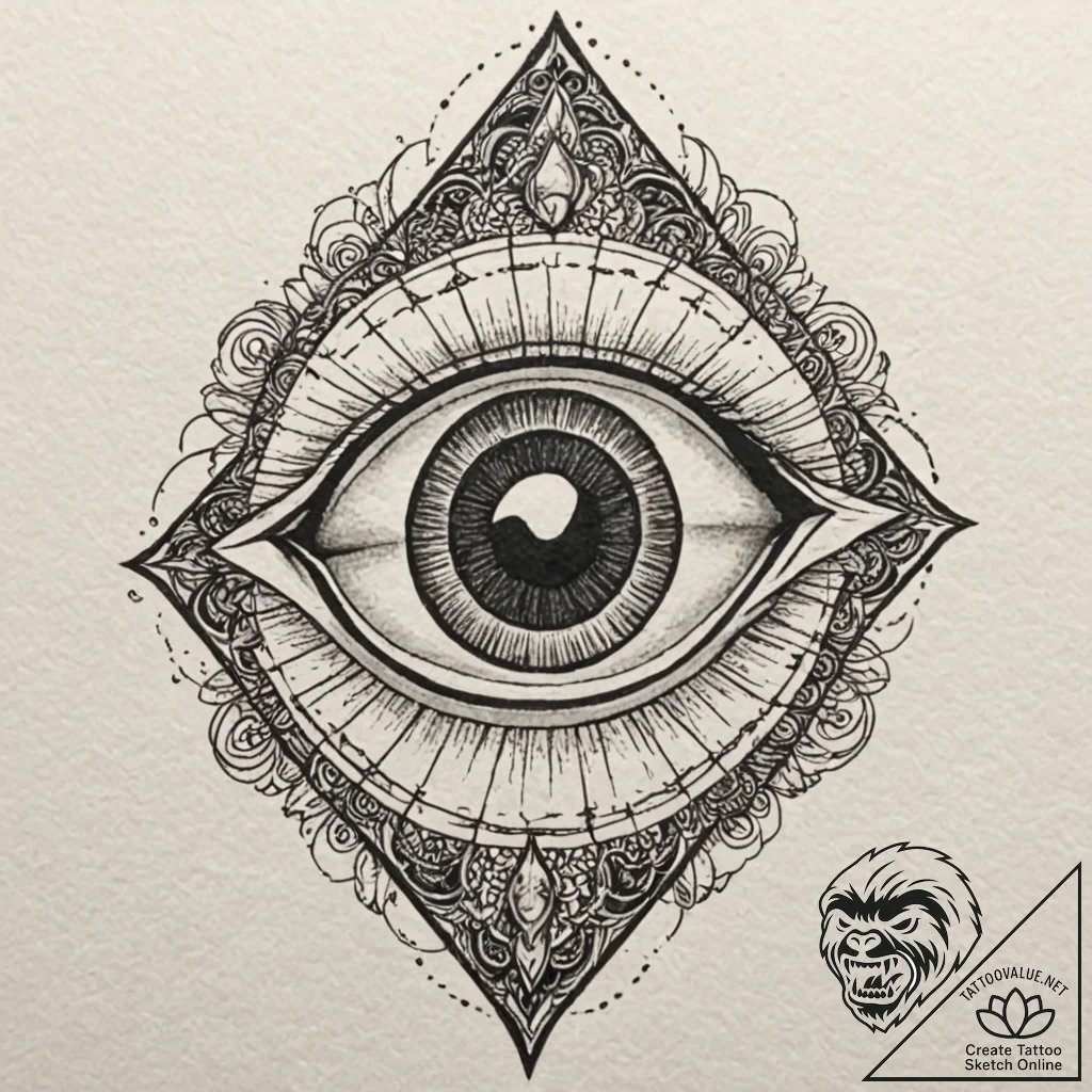 A dotwork tattoo of the crimson king's eye fr... - tattoo sketch (№1751963622_0, 08.07.2025 08:33) — tattoovalue.net