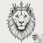 Lion with crown, concept art for tattoo, fine… – tattoo sketch (№1751963790_0, 08.07.2025 08:36) — tattoovalue.net