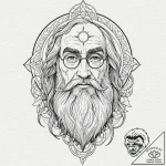 A sketch of professor dumbledore, with his ha… – tattoo sketch (№1751964801_0, 08.07.2025 08:53) — tattoovalue.net