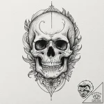 Death with oblique, artistic tattoo sketch, m… – tattoo sketch (№1751964968_0, 08.07.2025 08:56) — tattoovalue.net