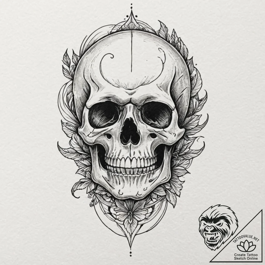 Death with oblique, artistic tattoo sketch, m... - tattoo sketch (№1751964968_0, 08.07.2025 08:56) — tattoovalue.net