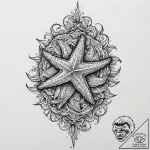 Starfish, tattoo flash sheet design, black an… – tattoo sketch (№1751965388_0, 08.07.2025 09:03) — tattoovalue.net