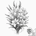 Lilies of the valley, tattoo drawing outline,… – tattoo sketch (№1751965473_0, 08.07.2025 09:04) — tattoovalue.net