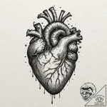 Anatomical heart, concept art for tattoo, pro… – tattoo sketch (№1751965726_0, 08.07.2025 09:08) — tattoovalue.net