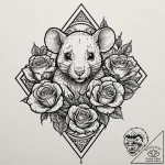 Rat, ink illustration for tattoo, dynamic com… – tattoo sketch (№1751965979_0, 08.07.2025 09:12) — tattoovalue.net