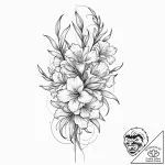 Gladiolus, tattoo line art, dynamic compositi… – tattoo sketch (№1751966683_0, 08.07.2025 09:24) — tattoovalue.net