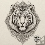 Tiger, tattoo drawing outline, unique design,… – tattoo sketch (№1751967271_0, 08.07.2025 09:34) — tattoovalue.net