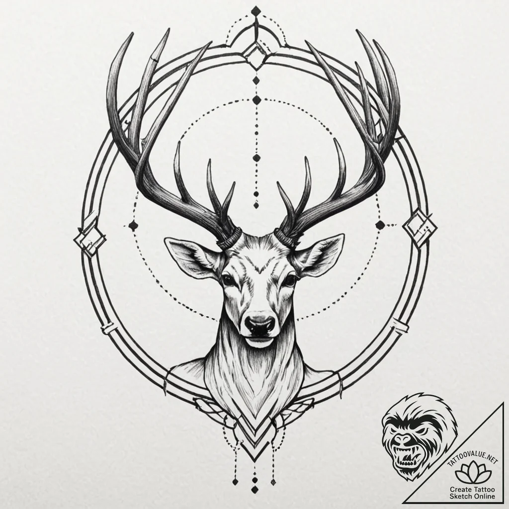 A trash polka sketch of the "antler queen" fr... - tattoo sketch (№1751967522_0, 08.07.2025 09:38) — tattoovalue.net