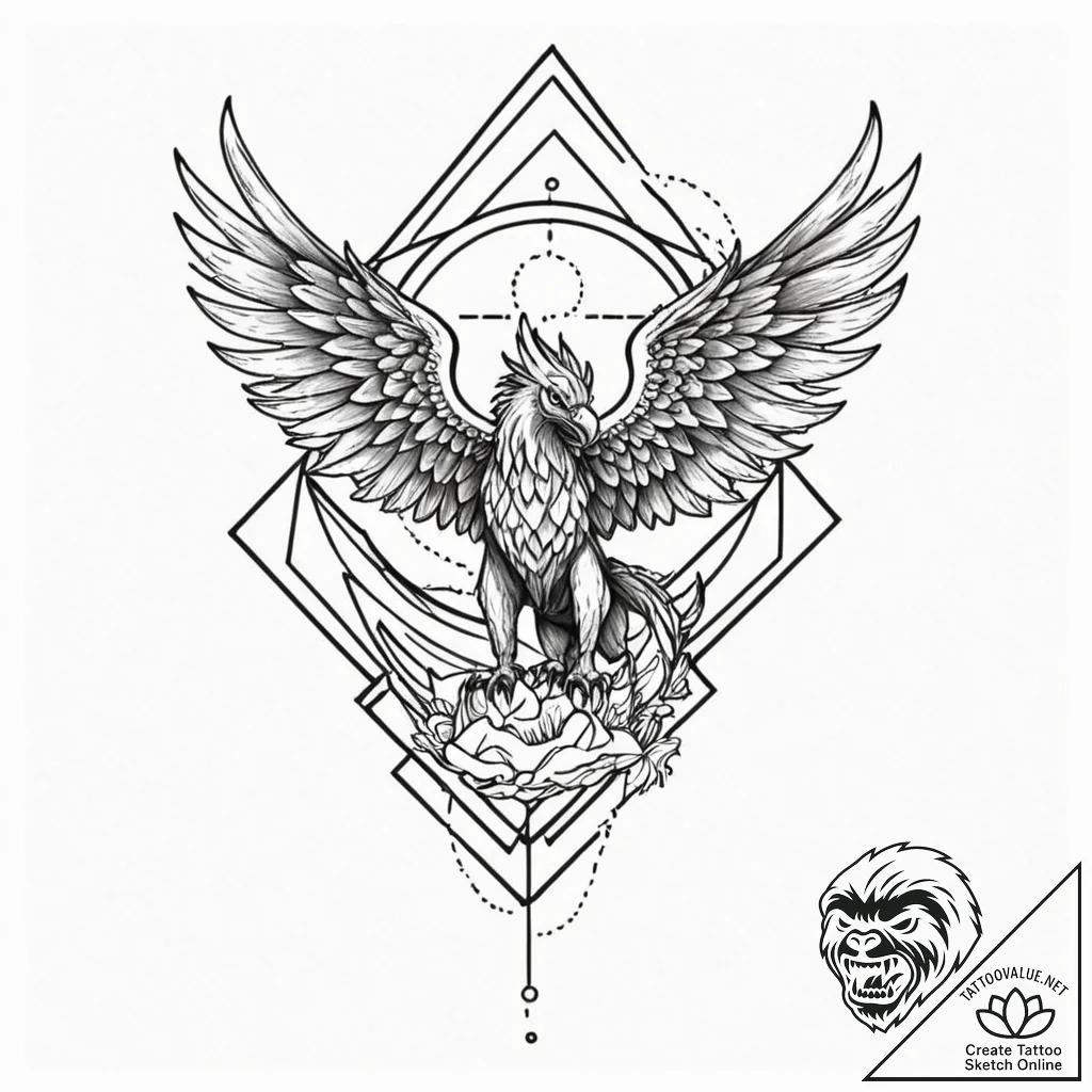 Griffin, concept art for tattoo, black and re... - tattoo sketch (№1751967776_0, 08.07.2025 09:42) — tattoovalue.net