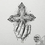 Cross on finger, tattoo flash sheet design, o… – tattoo sketch (№1751968282_0, 08.07.2025 09:51) — tattoovalue.net