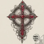 Ruby, concept art for tattoo, detailed cross-… – tattoo sketch (№1751969258_0, 08.07.2025 10:07) — tattoovalue.net