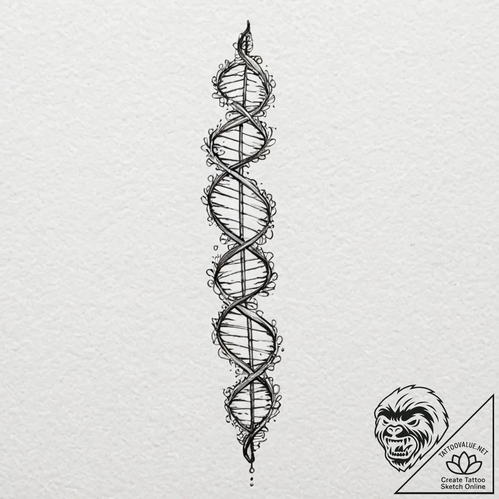 Dna helix, tattoo line art, black and white s... - tattoo sketch (№1751969334_0, 08.07.2025 10:08) — tattoovalue.net