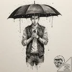 A trash polka portrait of klaus from the umbr… – tattoo sketch (№1751969974_0, 08.07.2025 10:19) — tattoovalue.net