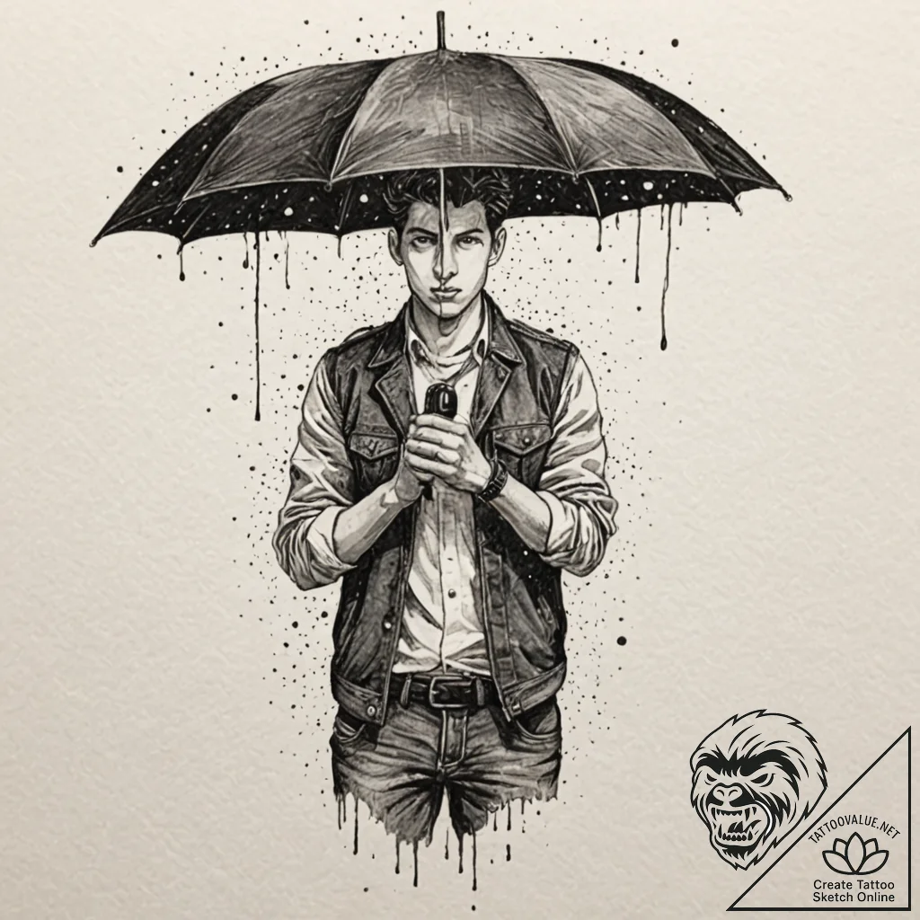 A trash polka portrait of klaus from the umbr... - tattoo sketch (№1751969974_0, 08.07.2025 10:19) — tattoovalue.net
