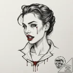 A neo-traditional tattoo of a vampire’s bite… – tattoo sketch (№1751970394_0, 08.07.2025 10:26) — tattoovalue.net