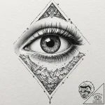 A single eye shedding a tear that becomes an… – tattoo sketch (№1751970561_0, 08.07.2025 10:29) — tattoovalue.net