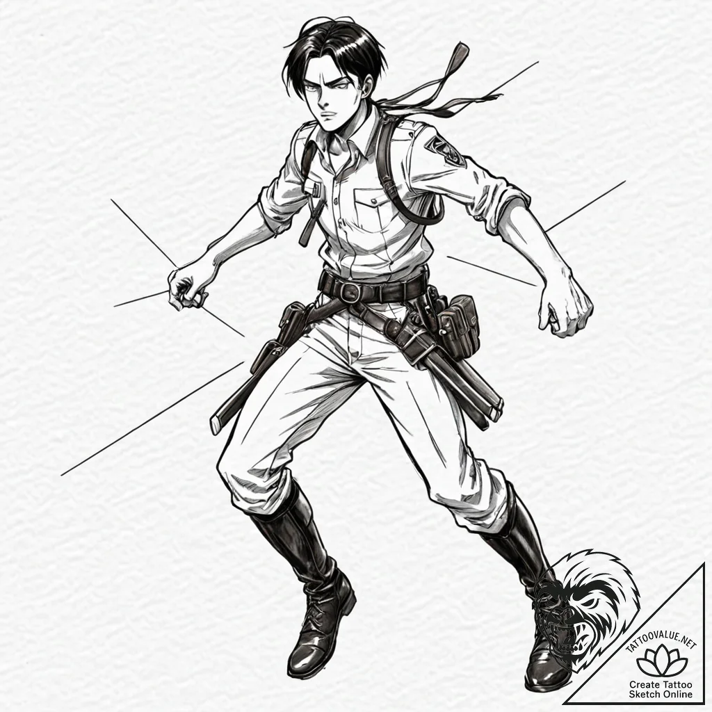 A sketch of captain levi from attack on titan... - tattoo sketch (№1751970898_0, 08.07.2025 10:34) — tattoovalue.net