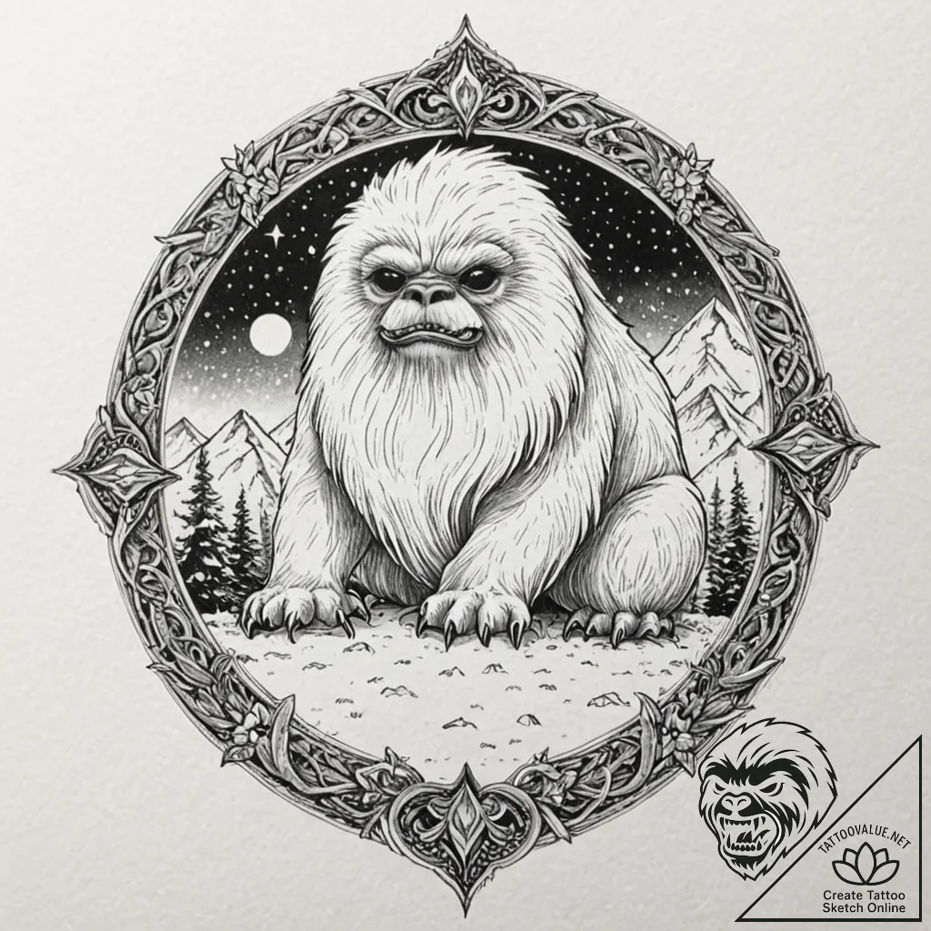 A neo-traditional design of a wampa from hoth... - tattoo sketch (№1751971149_0, 08.07.2025 10:39) — tattoovalue.net