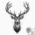 A deer with antlers made of dead branches and… – tattoo sketch (№1751971232_0, 08.07.2025 10:40) — tattoovalue.net