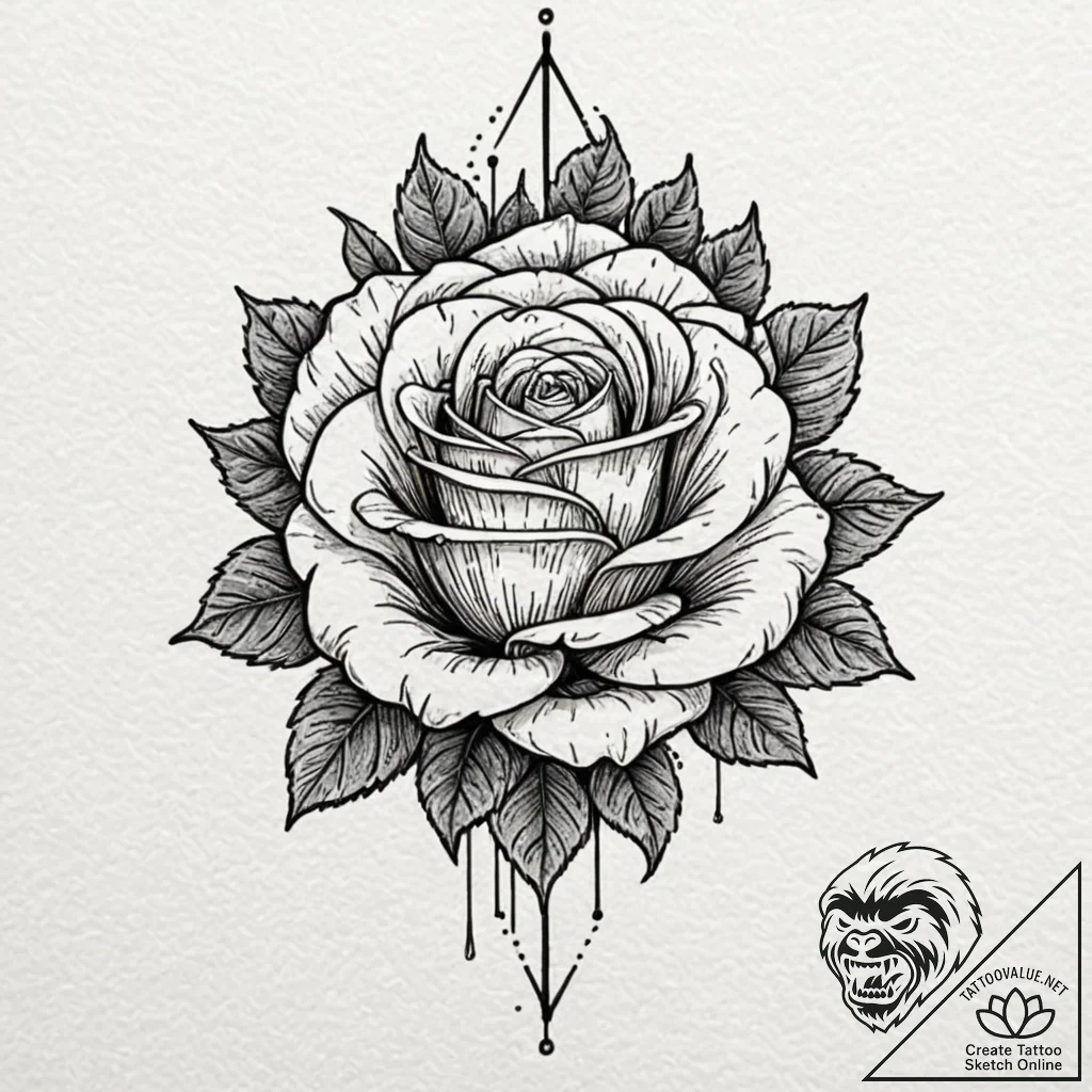 Glitchy, pixelated rose, ink illustration for... - tattoo sketch (№1751971401_0, 08.07.2025 10:43) — tattoovalue.net