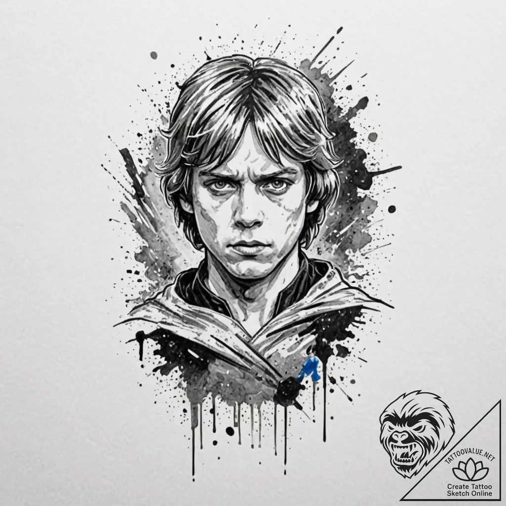 49. trash polka style tattoo of luke skywalke... - tattoo sketch (№1751971484_0, 08.07.2025 10:44) — tattoovalue.net