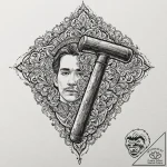 A linework tattoo of the iconic hammer from o… – tattoo sketch (№1751971853_0, 08.07.2025 10:50) — tattoovalue.net