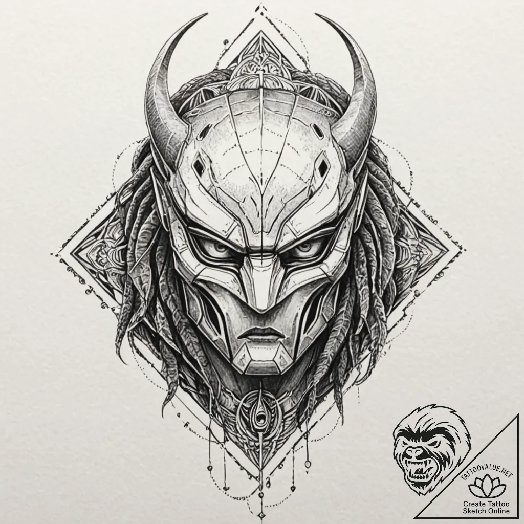 116. neo-traditional tattoo of the predator's... - tattoo sketch (№1751972082_0, 08.07.2025 10:54) — tattoovalue.net