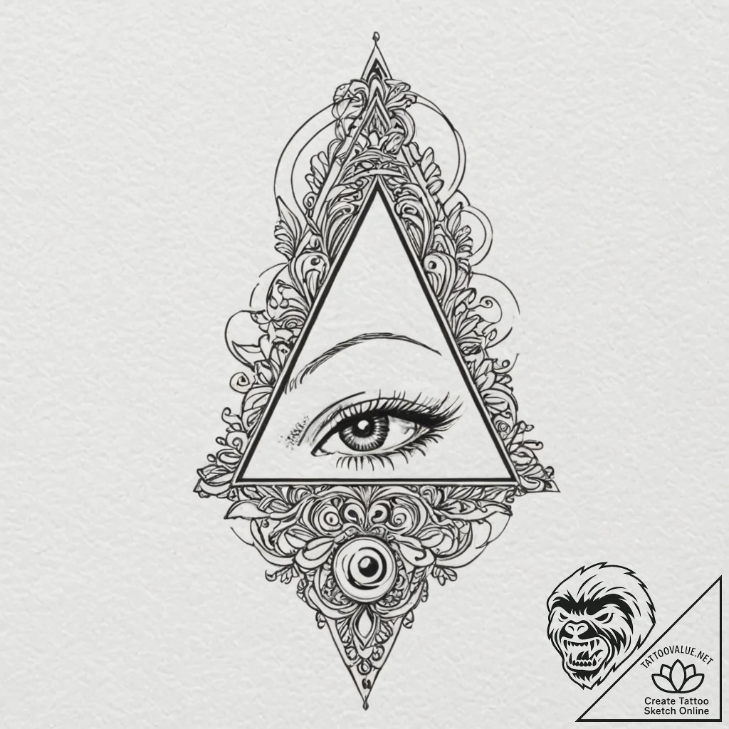 Eye in triangle, tattoo sketch design, on tex... - tattoo sketch (№1751972238_0, 08.07.2025 10:57) — tattoovalue.net