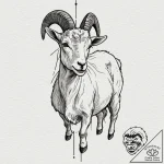Goat, artistic tattoo sketch, dynamic composi… – tattoo sketch (№1751972322_0, 08.07.2025 10:58) — tattoovalue.net