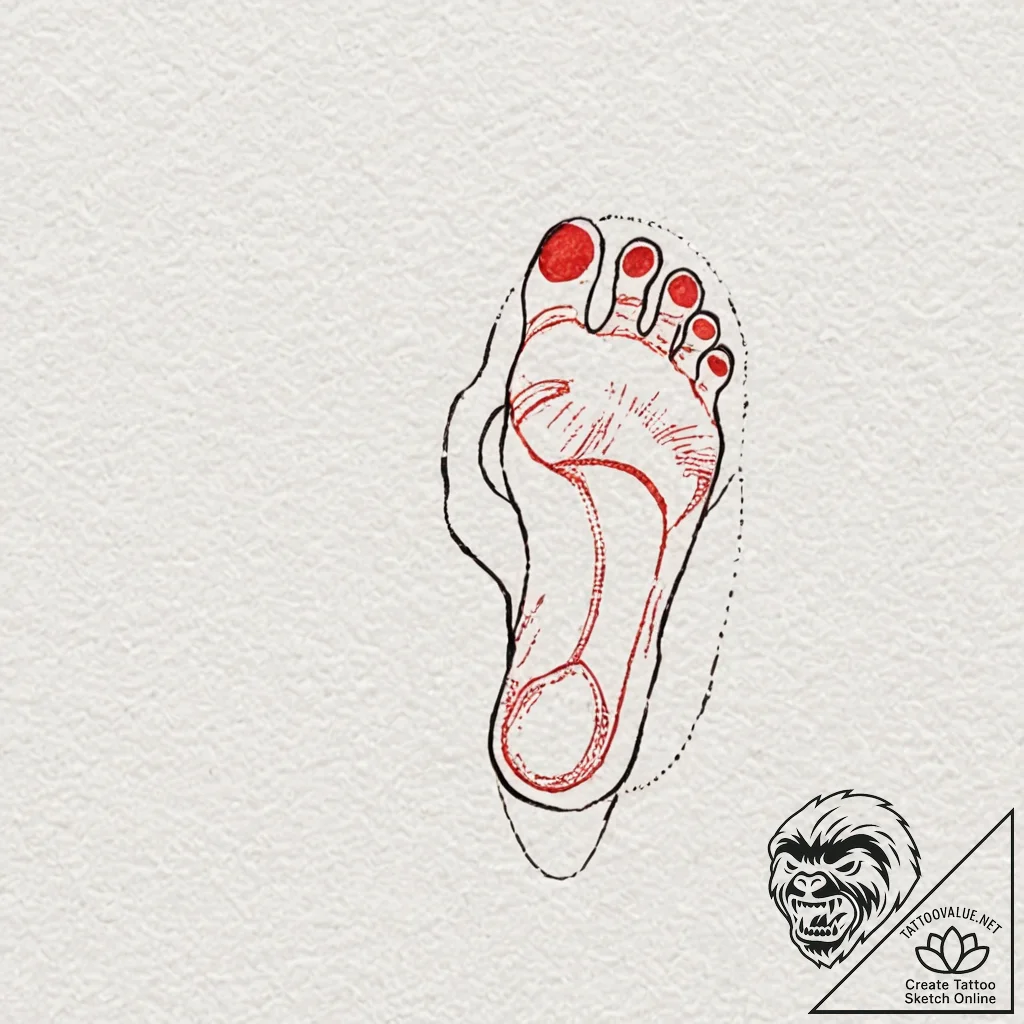 A watercolor sketch of the "foot massage" mon... - tattoo sketch (№1751972910_0, 08.07.2025 11:08) — tattoovalue.net