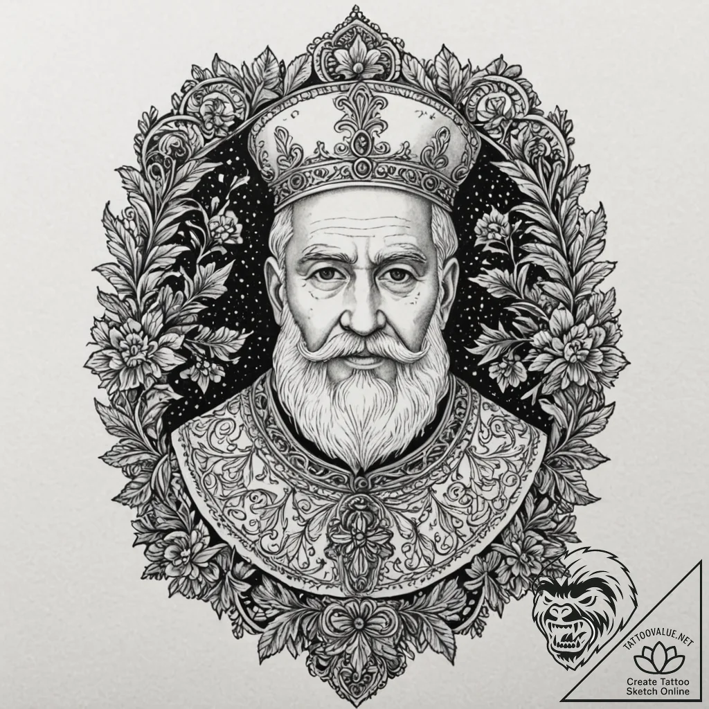 St. nicholas, ink illustration for tattoo, hi... - tattoo sketch (№1751972994_0, 08.07.2025 11:09) — tattoovalue.net