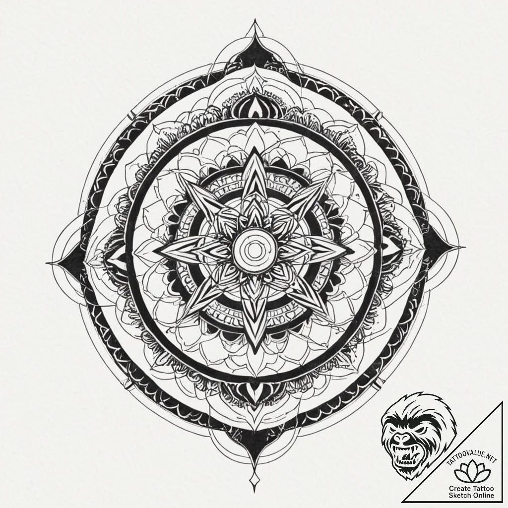 A spinning top, concept art for tattoo, geome... - tattoo sketch (№1751973248_0, 08.07.2025 11:14) — tattoovalue.net