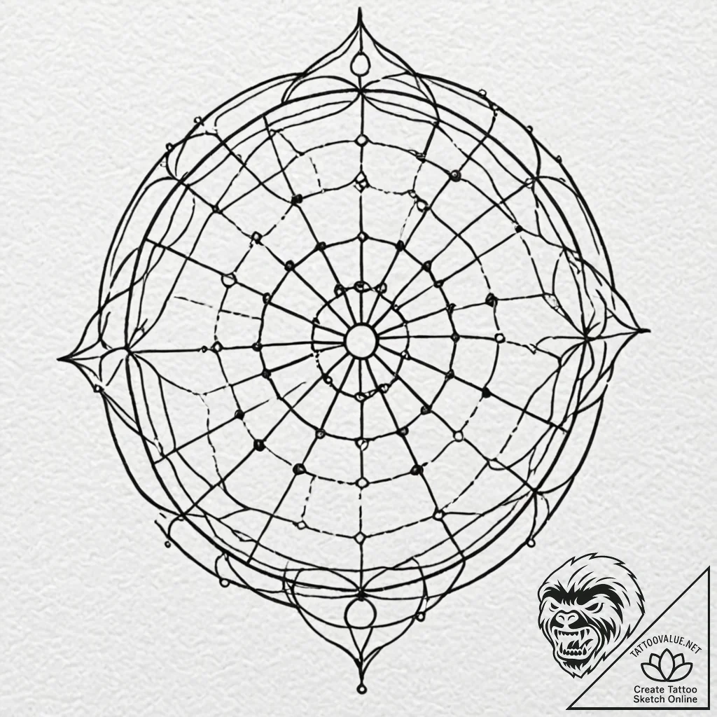 A beautiful, delicate pattern of spiderwebs a... - tattoo sketch (№1751974626_0, 08.07.2025 11:37) — tattoovalue.net