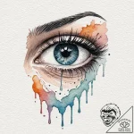 A single tear tattooed below the eye, tattoo… – tattoo sketch (№1751974707_0, 08.07.2025 11:38) — tattoovalue.net