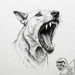 A snarling, rabid dog, its teeth bared – tattoo sketch (№1751974866_0, 08.07.2025 11:41) — tattoovalue.net