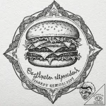 A drawing of a fast-food burger in a crumpled… – tattoo sketch (№1751974944_0, 08.07.2025 11:42) — tattoovalue.net