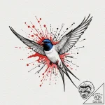 A powerful migratory bird, like a swallow or… – tattoo sketch (№1751975429_0, 08.07.2025 11:50) — tattoovalue.net