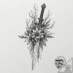 A beautiful but deadly thorny vine, wrapping… – tattoo sketch (№1751975755_0, 08.07.2025 11:55) — tattoovalue.net