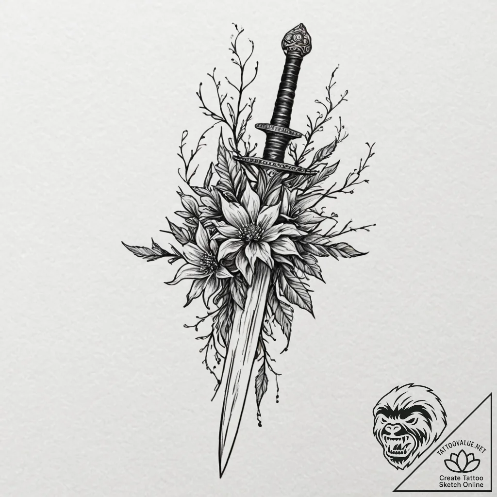 A beautiful but deadly thorny vine, wrapping... - tattoo sketch (№1751975755_0, 08.07.2025 11:55) — tattoovalue.net