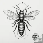 A hornet, its body is a sleek, black bomb wit… – tattoo sketch (№1751975915_0, 08.07.2025 11:58) — tattoovalue.net