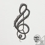 A snake, its body forming a treble clef, the… – tattoo sketch (№1751976246_0, 08.07.2025 12:04) — tattoovalue.net