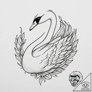 A beautiful, realistic black swan, a symbol o… – tattoo sketch (№1751976512_0, 08.07.2025 12:08) — tattoovalue.net