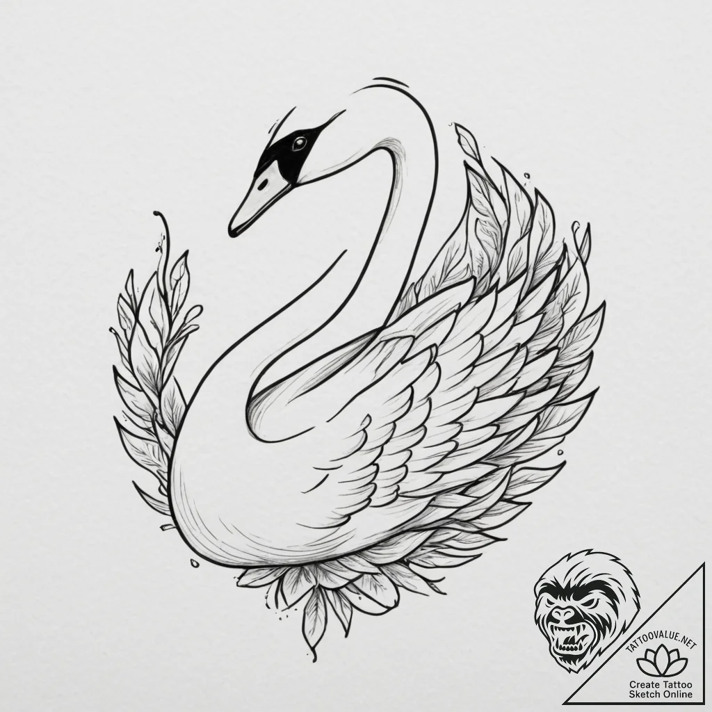 A beautiful, realistic black swan, a symbol o... - tattoo sketch (№1751976512_0, 08.07.2025 12:08) — tattoovalue.net