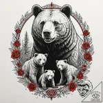 A beautiful, strong mother bear, fiercely pro… – tattoo sketch (№1751976594_0, 08.07.2025 12:09) — tattoovalue.net
