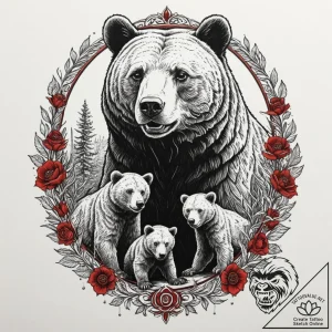 A beautiful, strong mother bear, fiercely pro… – tattoo sketch (№1751976594_0, 08.07.2025 12:09) — tattoovalue.net
